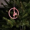 Pink Glow in the Dark Pole Dance Ornament (Pose A) on a blue background. Unique Poledance Christmas Decor
